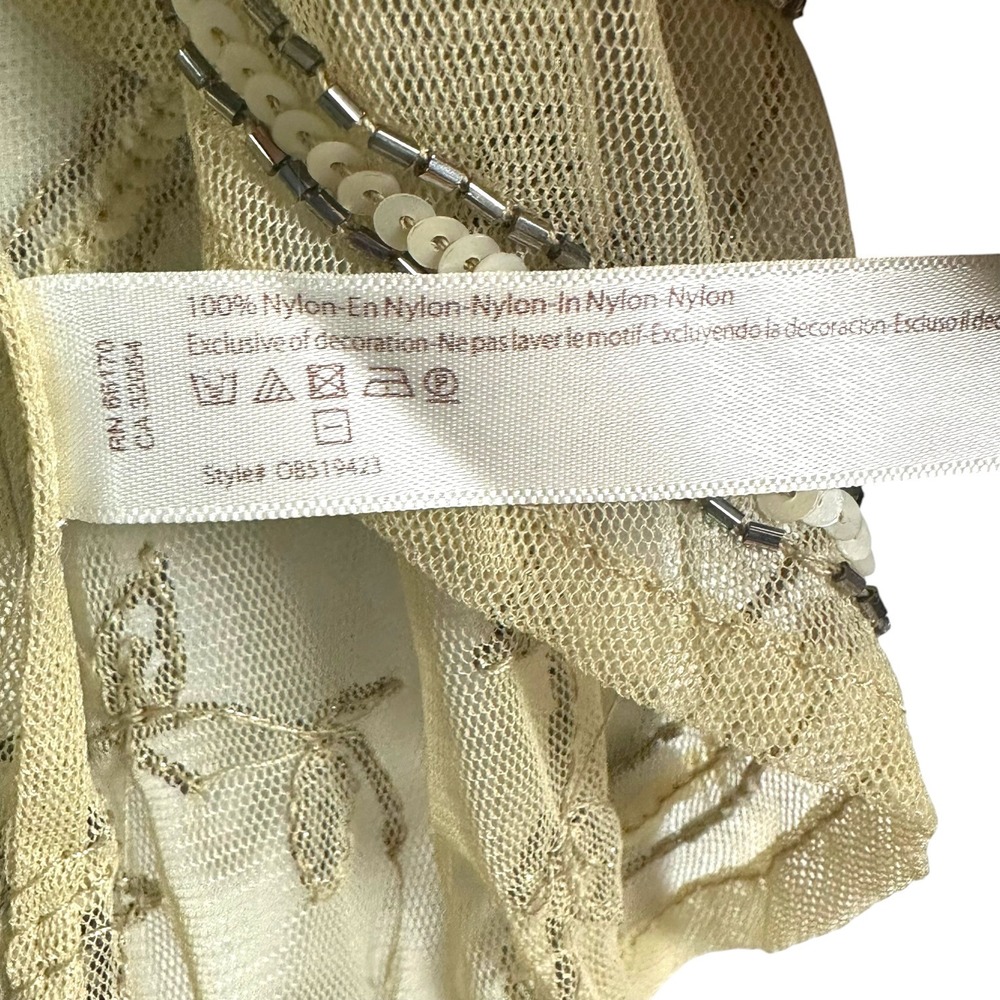 Free People Maxi Dress Sky Fall Embellished‎ Mesh Wrap Maxi Nude Sheer L NWT - Picture 8 of 14